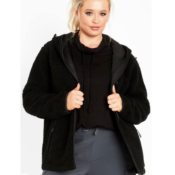 Avenue Women's Kyla Fleece Jacket Black Size 22 Cozy Zip Up Jacket - Picture 1 of 5